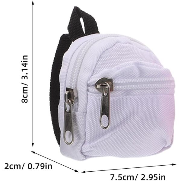 Set mit 4 Mini-Rucksäcken für Operitacx-Puppen aus Polyester mit Reißverschluss – Puppenhauszubehör