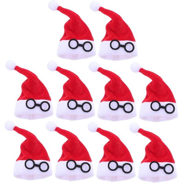 iplusmile Mini 10 Cappelli di Babbo Natale per Decorazioni Natalizie e Accessori Festivi