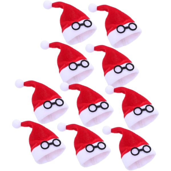 GALPADA 10 Mini Cappelli di Babbo Natale in Flanella per Decorazioni Natalizie