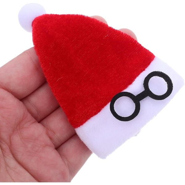 GALPADA 10 Mini Cappelli di Babbo Natale in Flanella per Decorazioni Natalizie