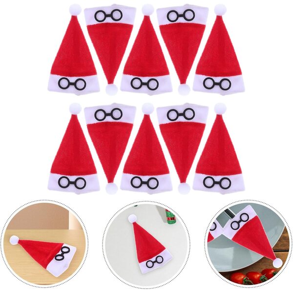 GALPADA 10 Mini Cappelli di Babbo Natale in Flanella per Decorazioni Natalizie