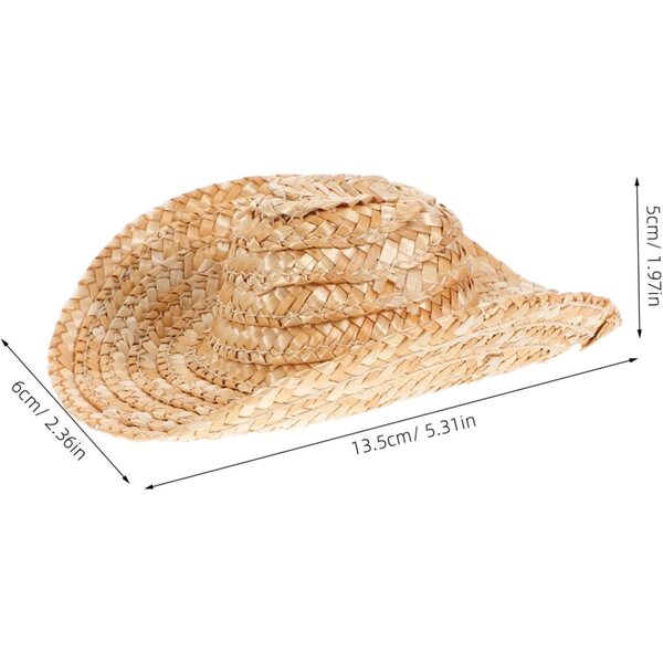 Mini Cappelli da Cowboy in Paglia per Bambole e Animali - Set da 2 Pezzi