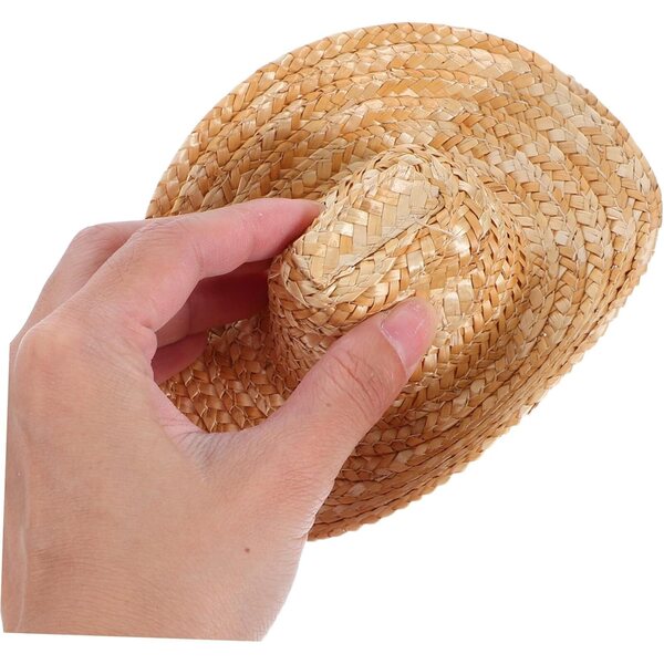 Mini Cappelli da Cowboy in Paglia per Bambole e Animali - Set da 2 Pezzi