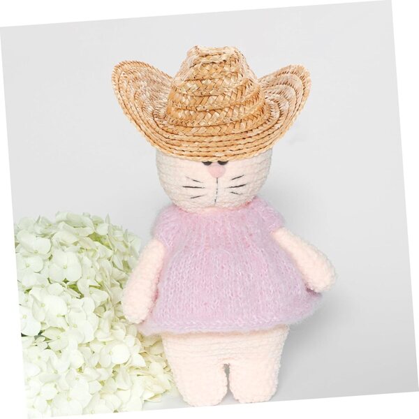 Mini Cappelli da Cowboy in Paglia per Bambole e Animali - Set da 2 Pezzi