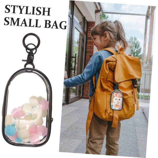 Hemobllo Borsa portatile trasparente per bambole 9,5x6,5x3,5 cm con zanne e palline