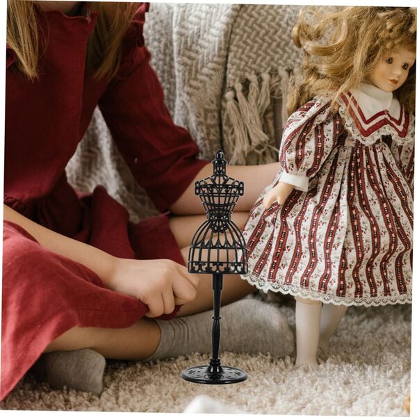Set mit 8 schwarzen Mini-Schaufensterpuppen für Puppenkleidung – Kunststoff-Kleiderhalter 21 cm