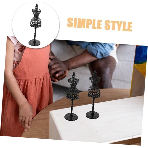 Set mit 8 schwarzen Mini-Schaufensterpuppen für Puppenkleidung – Kunststoff-Kleiderhalter 21 cm