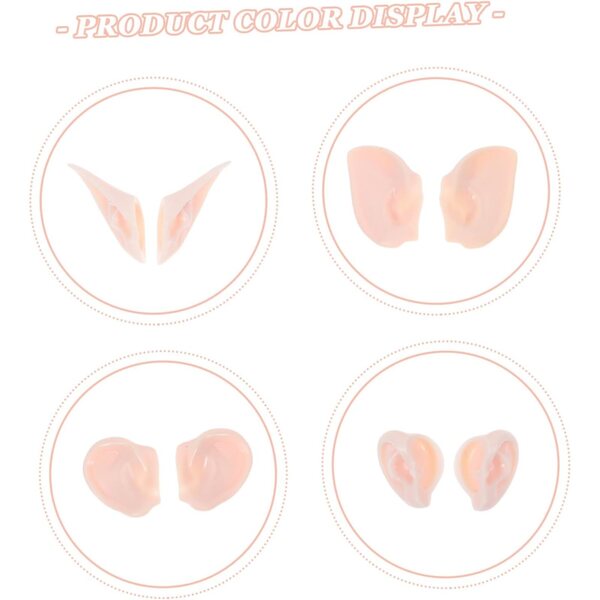 Set 4 paia orecchie BJD realistiche per bambole DIY accessori fantasy e Halloween