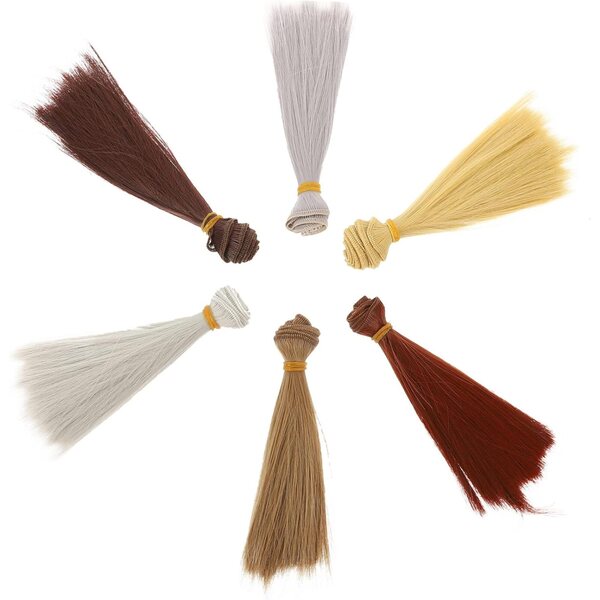 GALPADA Set di 6 parrucche per bambole dritte resistenti alle alte temperature 105x15 cm Colori naturali