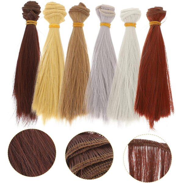 GALPADA Set di 6 parrucche per bambole dritte resistenti alle alte temperature 105x15 cm Colori naturali