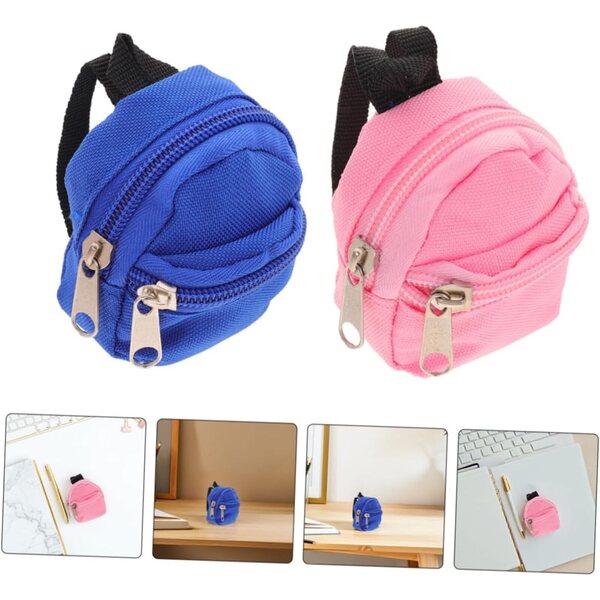 iplusmile Set 2 Mini Zaino per Bambole Rosa e Blu in Poliestere Resistente