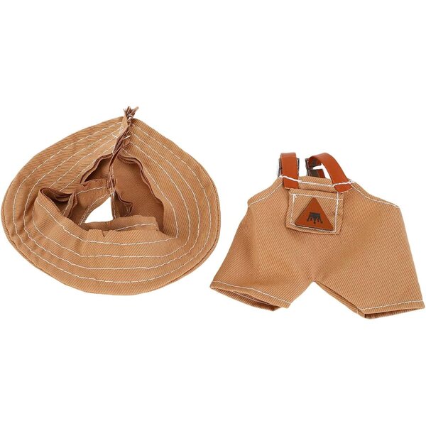 Plüsch-Kleidungsset für 17 cm große Puppen mit Hut und Hosenträgern