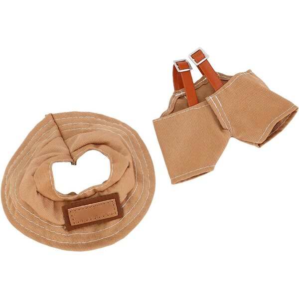 Plüsch-Kleidungsset für 17 cm große Puppen mit Hut und Hosenträgern