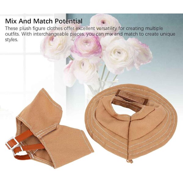 Plüsch-Kleidungsset für 17 cm große Puppen mit Hut und Hosenträgern