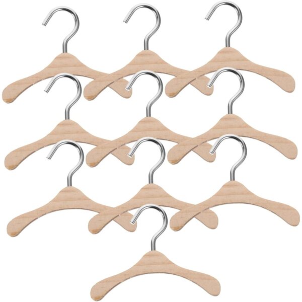 Hemobllo 10 Cintre in Legno per Bambole BJD Accessori Mini Armadio Bambole