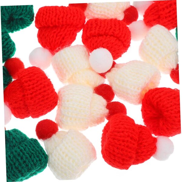 24 Mini Bonnet di Natale in Lana Colorati per Decorazioni e Bricolage 4,5x3,5 cm