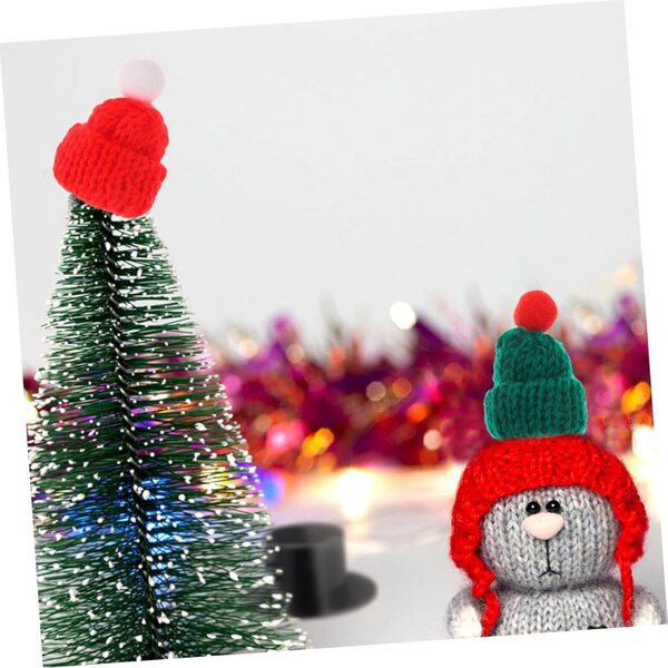 24 Mini Bonnet di Natale in Lana Colorati per Decorazioni e Bricolage 4,5x3,5 cm