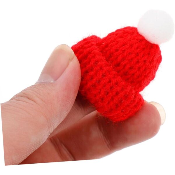 Set 20 Mini Bonnetti di Natale in Tessuto per Decorazioni e Creatività Natalizia