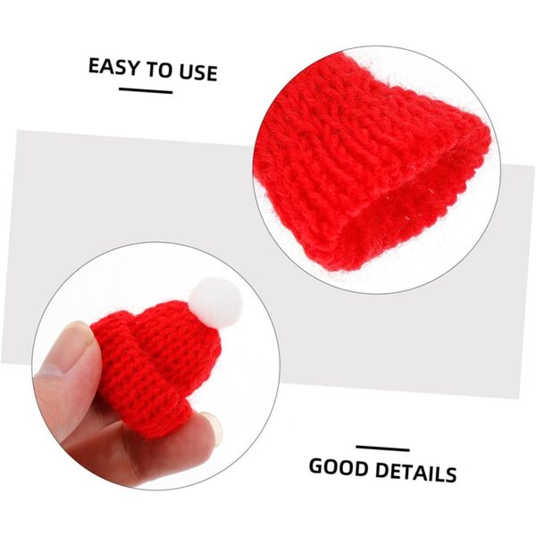 Set 20 Mini Bonnetti di Natale in Tessuto per Decorazioni e Creatività Natalizia