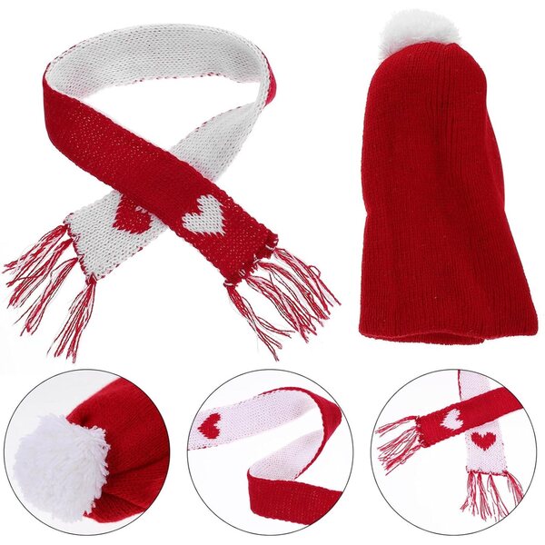 Mini-Mütze und Schal aus Wolle für Weihnachtsdekorationen und Puppen, Bastelzubehör