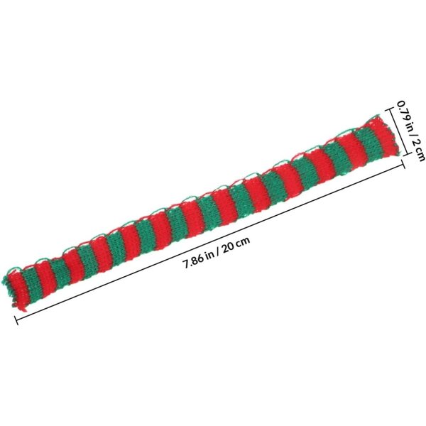 30 Mini Sciarpe Natalizie in Filato di Lana Rosso, Bianco e Verde - Decorazione per Giocattoli e Bambole