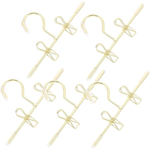 GALPADA Set 5 Cintres Miniatura in Ferro Dorato per Abiti di Bambole 7,5x4 cm