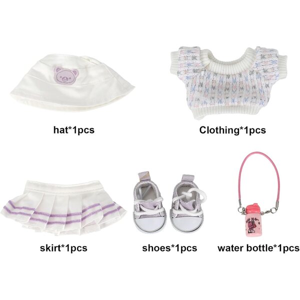 BOXOB Set 5 pezzi Abbigliamento Viola per Bambole 15-17 cm con Accessori Completi