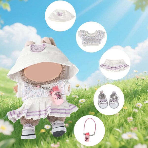 BOXOB Set 5 pezzi Abbigliamento Viola per Bambole 15-17 cm con Accessori Completi