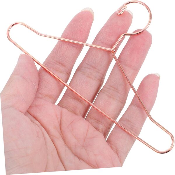 Mini Cintre in Ferro Rosa Oro per Vestiti di Bambole e Animali - Set 10 pezzi