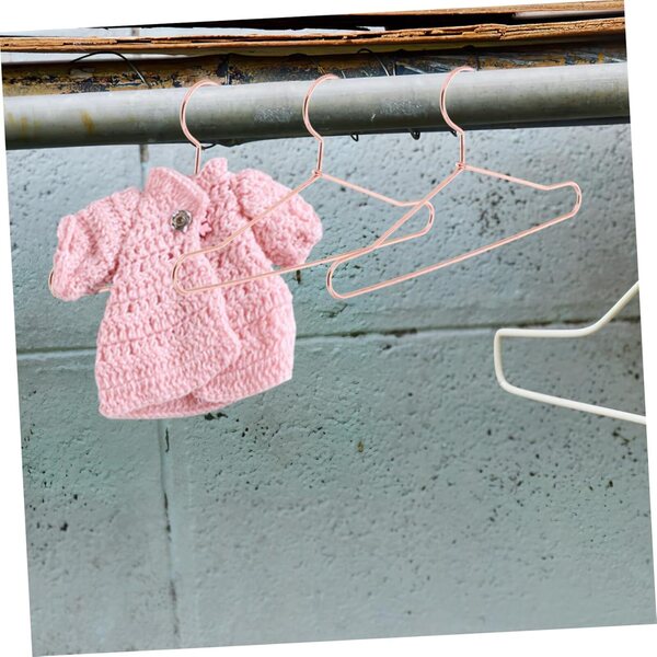 Mini Cintre in Ferro Rosa Oro per Vestiti di Bambole e Animali - Set 10 pezzi