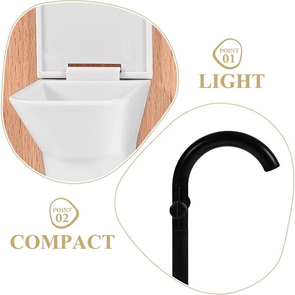 Set 5 Accessori Bagno in Legno e Plastica per Casa delle Bambole in Miniatura 1:12