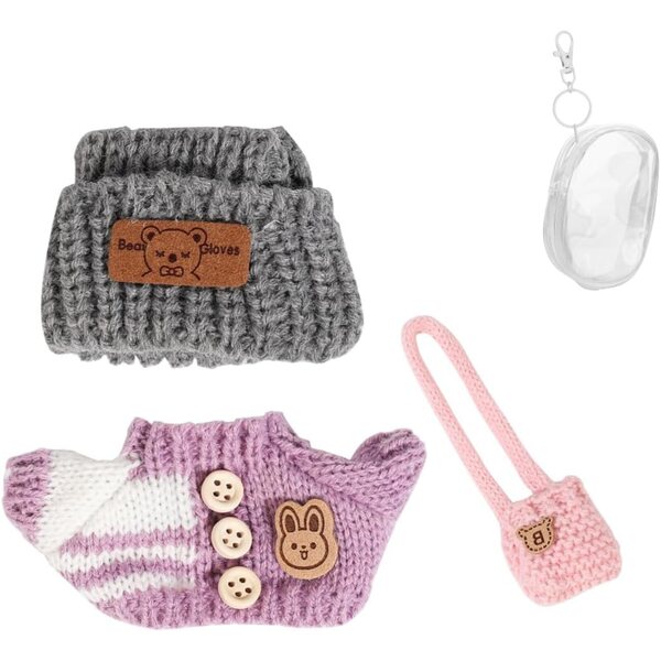Komplettes Kleidungs- und Zubehörset für 17-cm-Puppen – Hut, Kleidung und Tasche