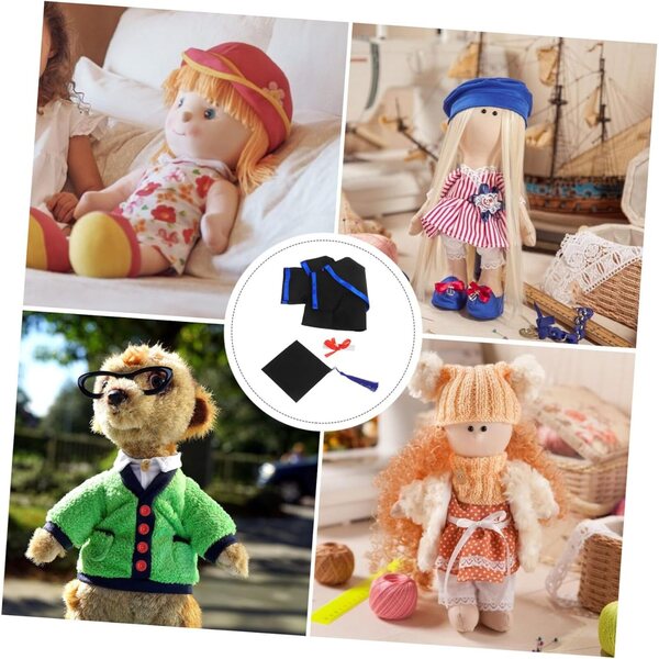 Tenuta di Laurea per Bambole con Roba e Cappello Decorativo Multicolore in Peluche