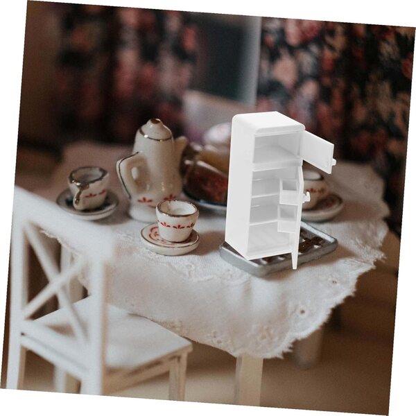 BESPORTBLE Mini Frigorifero bianco in miniatura per casa delle bambole e artigianato