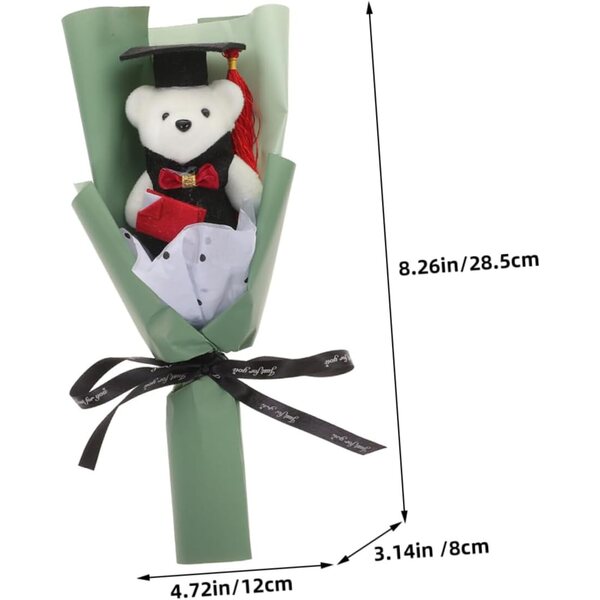 2-teiliger Dekostrauß mit Teddybären für die Abschlussfeier und fotogenen Accessoires