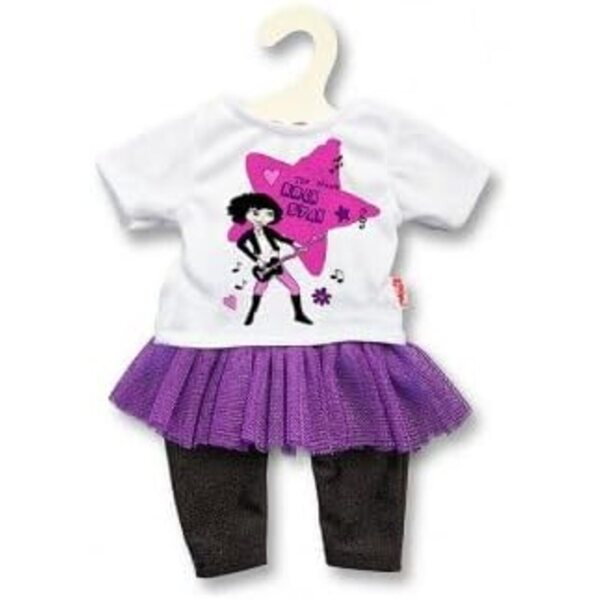 Rockstar-Ensemble für Puppen 28–35 cm: T-Shirt, Strumpfhose und Mini-Tutu-Rock