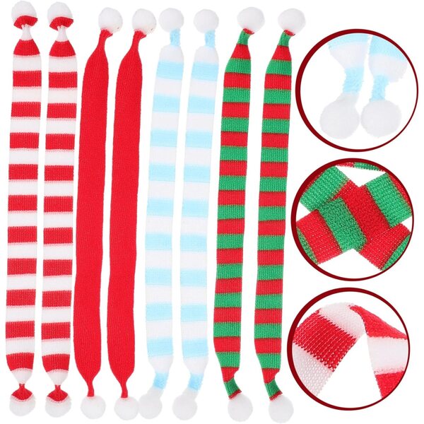 Toyvian 8 mini sciarpe natalizie in poliestere per bambole e decorazioni festive