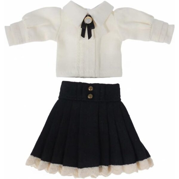Elegantes Ensemble für OB11-Puppe: Schwarze Faltenbluse und Rock 1/12