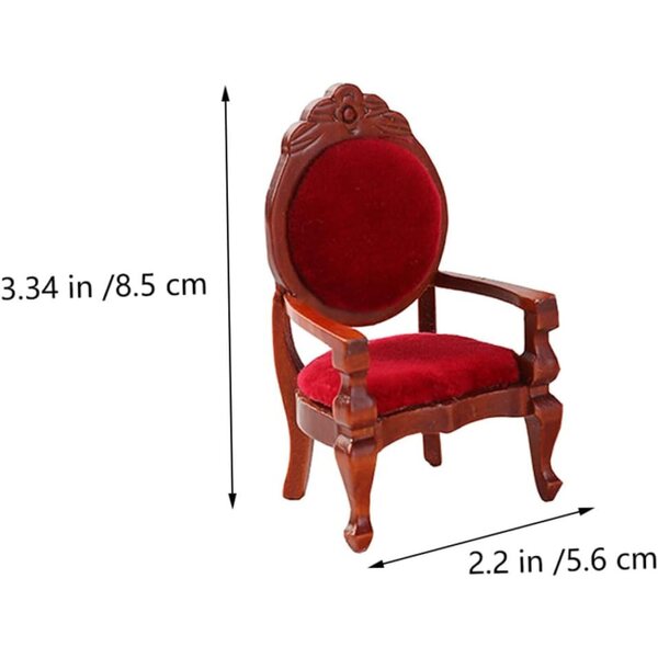 Set 2 Sedie in Miniatura in Legno Rosso per Casa delle Bambole e Decorazioni