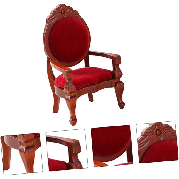 Set 2 Sedie in Miniatura in Legno Rosso per Casa delle Bambole e Decorazioni