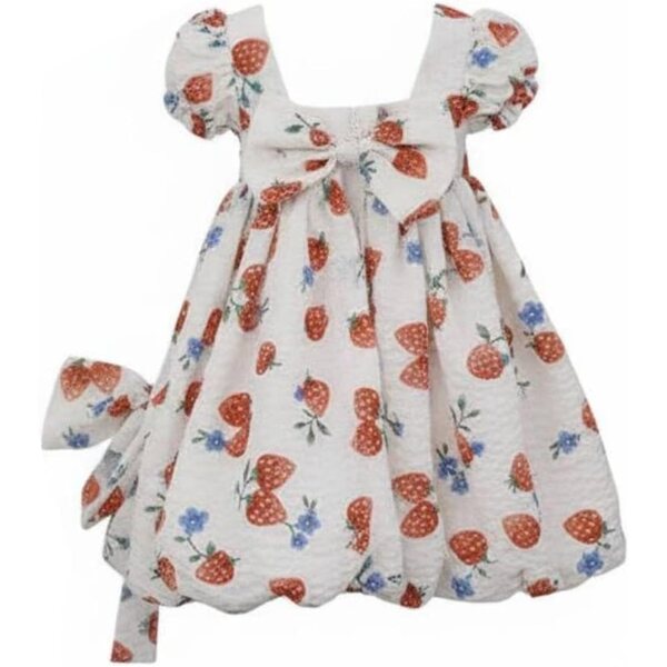 Bjd Sommerkleid für 60cm Puppe mit Erdbeer-Print und Prinzessinnen-Design