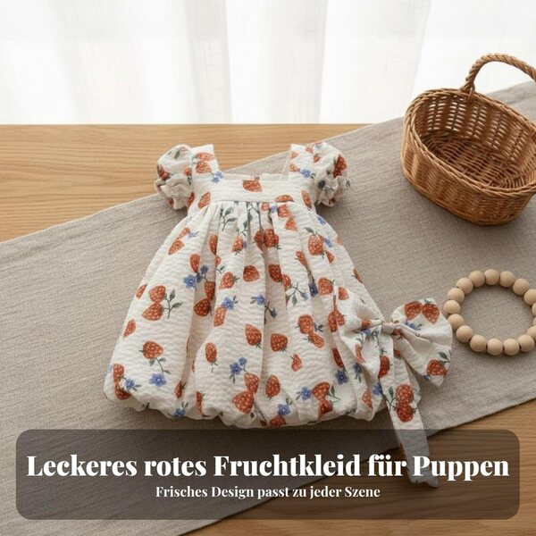 Bjd Sommerkleid für 60cm Puppe mit Erdbeer-Print und Prinzessinnen-Design