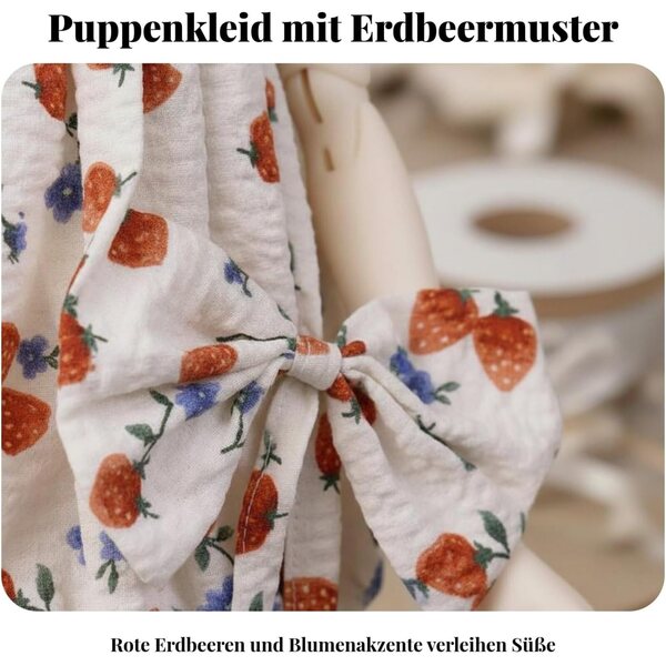 Bjd Sommerkleid für 60cm Puppe mit Erdbeer-Print und Prinzessinnen-Design