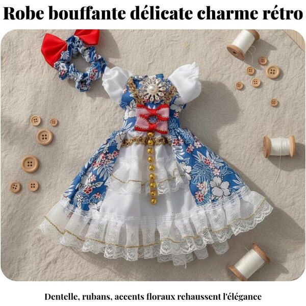 Set Abbigliamento per Bambola 30 cm con Vestito e Accessorio Testa Stile BJD 1/6