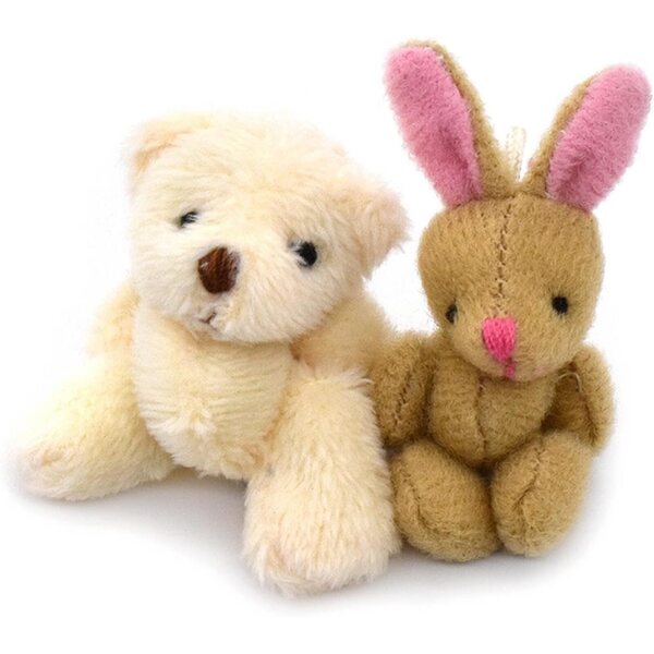 Handgefertigter Mini-Plüschbär und Hase für Puppenhaus 1:12 – Dekoration und Geschenk