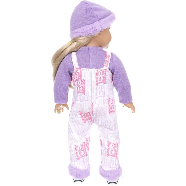 Tmboryuu 18-Zoll-Puppenpyjama mit gepunkteter Hose und Welpenhausschuhen