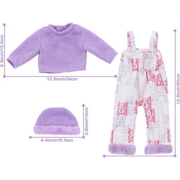 Tmboryuu 18-Zoll-Puppenpyjama mit gepunkteter Hose und Welpenhausschuhen