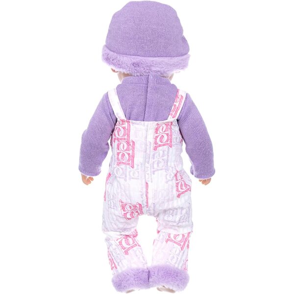 Tmboryuu 18-Zoll-Puppenpyjama mit gepunkteter Hose und Welpenhausschuhen