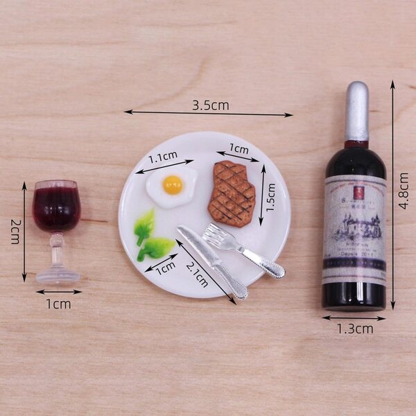 Set Cucina Miniature per Casa delle Bambole con Bottiglie di Vino e Accessori Realistici