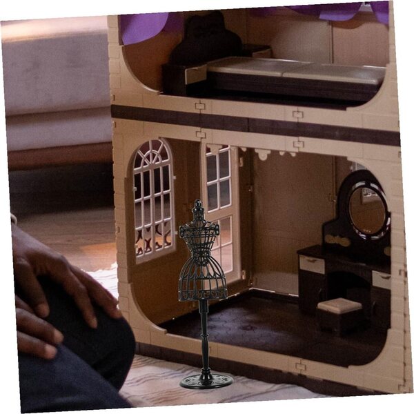 Outanaya Set mit 8 Mini-Schaufensterpuppen aus schwarzem Kunststoff für Puppenkleidung, stabile Basis